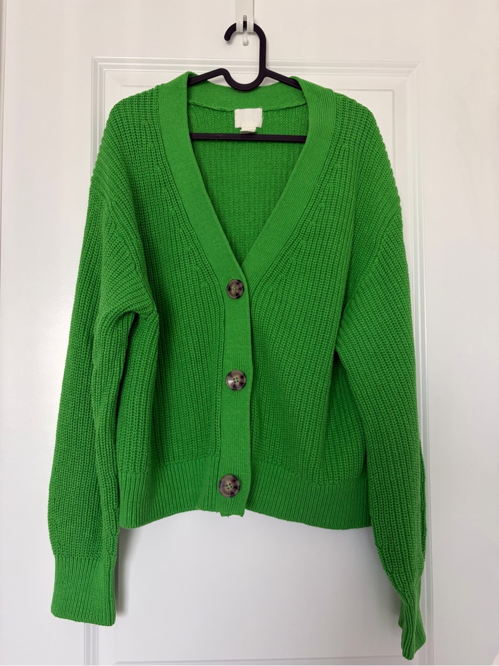 H&M Bright Green V-Neck Button Cardigan